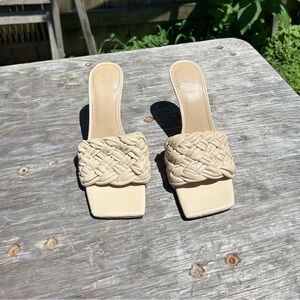 - Marc‎ Fisher cream Draya Square Toe Slides size 8 spring summer braided